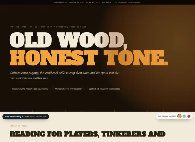 Fret and Grain demonstration website