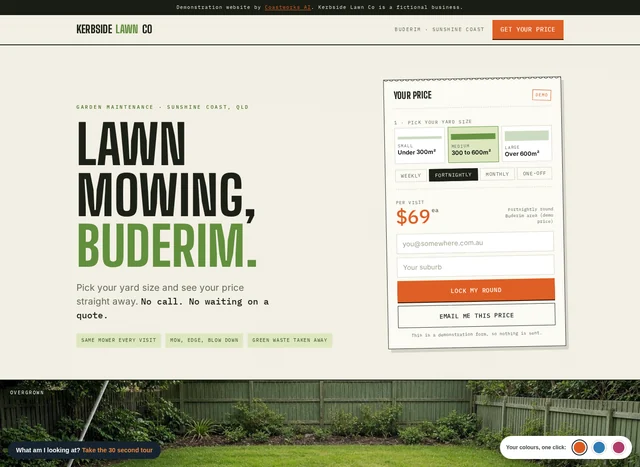Kerbside Lawn Co demonstration website