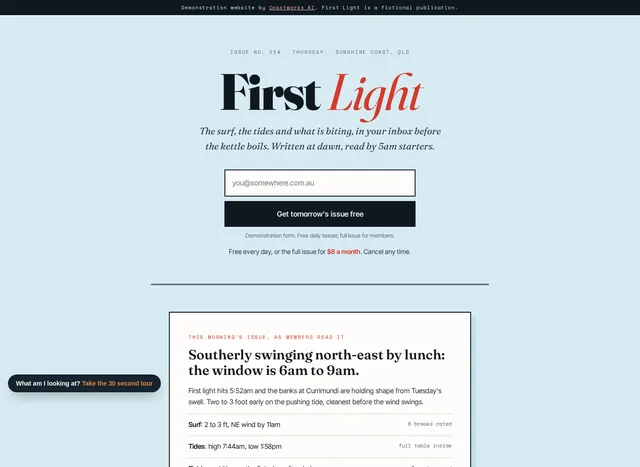 First Light demonstration website