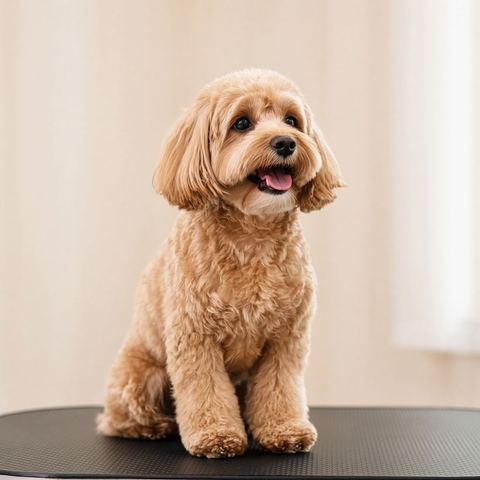 Biscuit, freshly groomed
